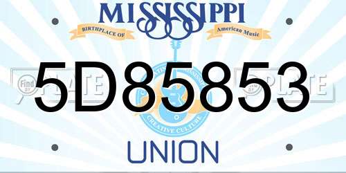 5D85853 Mississippi License Plate