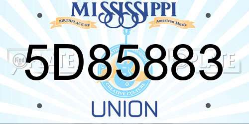 5D85883 Mississippi License Plate