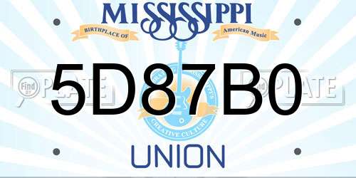 5D87B0 Mississippi License Plate