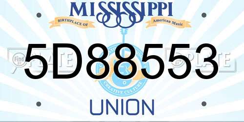 5D88553 Mississippi License Plate