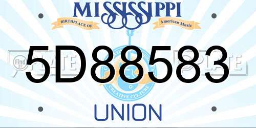 5D88583 Mississippi License Plate