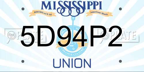 5D94P2 Mississippi License Plate