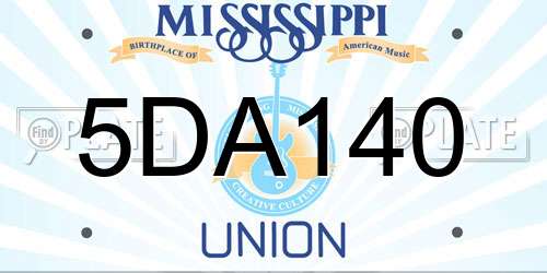 5DA140 Mississippi License Plate