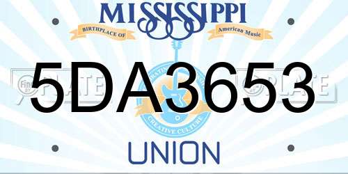 5DA3653 Mississippi License Plate