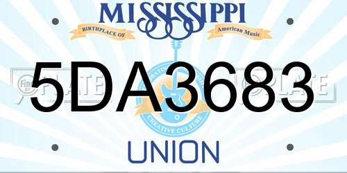 5DA3683 Mississippi License Plate