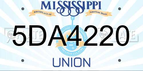 5DA4220 Mississippi License Plate