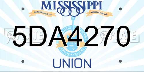 5DA4270 Mississippi License Plate