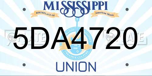 5DA4720 Mississippi License Plate