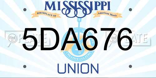 5DA676 Mississippi License Plate