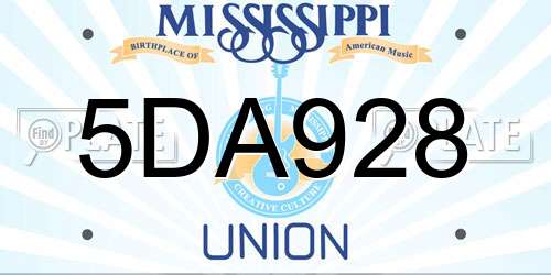 5DA928 Mississippi License Plate