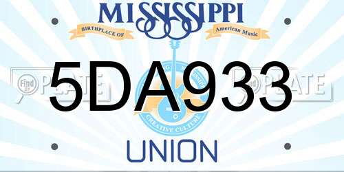 5DA933 Mississippi License Plate