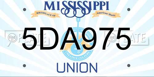 5DA975 Mississippi License Plate