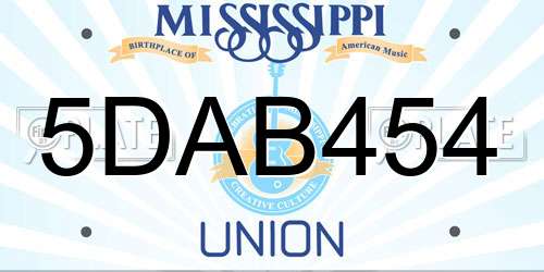 5DAB454 Mississippi License Plate