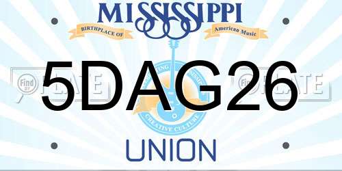5DAG26 Mississippi License Plate