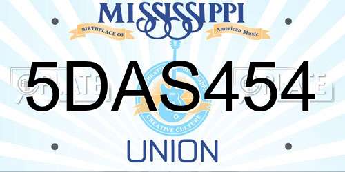 5DAS454 Mississippi License Plate