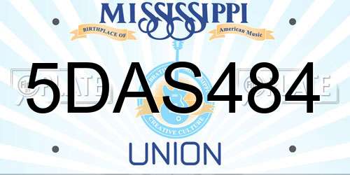 5DAS484 Mississippi License Plate