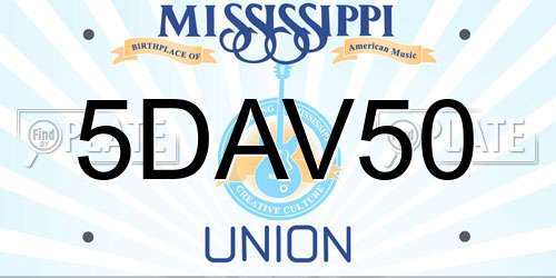 5DAV50 Mississippi License Plate