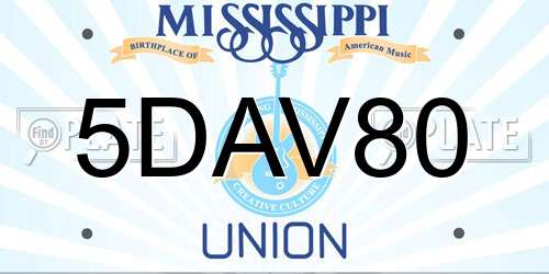 5DAV80 Mississippi License Plate