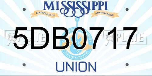 5DB0717 Mississippi License Plate