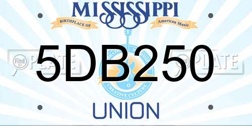 5DB250 Mississippi License Plate