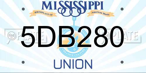 5DB280 Mississippi License Plate