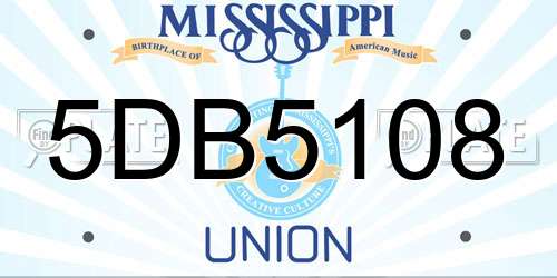 5DB5108 Mississippi License Plate