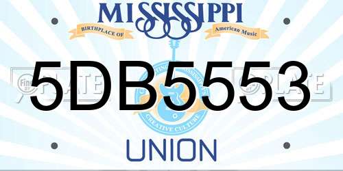 5DB5553 Mississippi License Plate