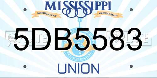 5DB5583 Mississippi License Plate