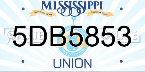 5DB5853 Mississippi License Plate