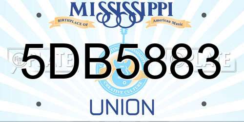 5DB5883 Mississippi License Plate