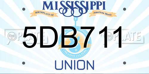 5DB711 Mississippi License Plate