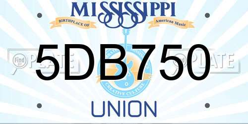 5DB750 Mississippi License Plate