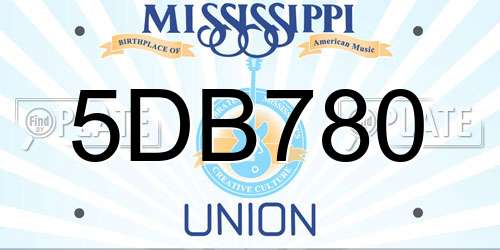 5DB780 Mississippi License Plate