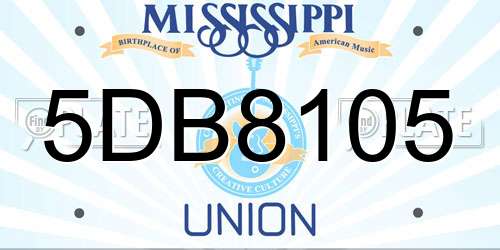 5DB8105 Mississippi License Plate