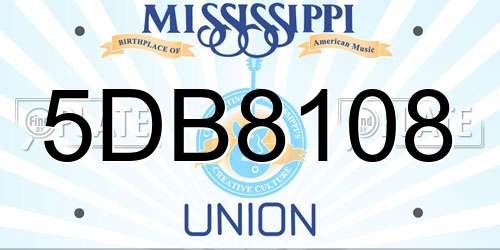 5DB8108 Mississippi License Plate