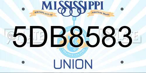 5DB8583 Mississippi License Plate