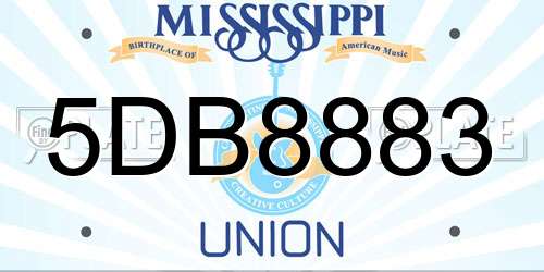 5DB8883 Mississippi License Plate