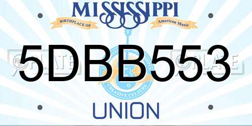 5DBB553 Mississippi License Plate