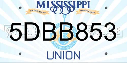 5DBB853 Mississippi License Plate