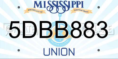 5DBB883 Mississippi License Plate