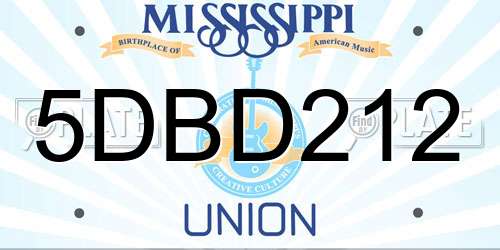 5DBD212 Mississippi License Plate