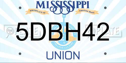 5DBH42 Mississippi License Plate