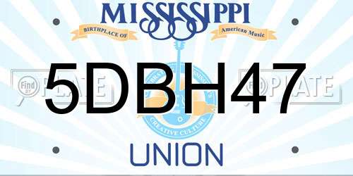 5DBH47 Mississippi License Plate
