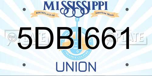 5DBI661 Mississippi License Plate