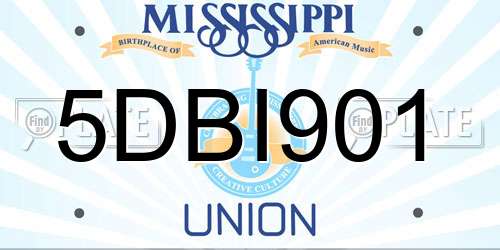 5DBI901 Mississippi License Plate