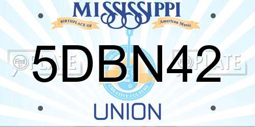 5DBN42 Mississippi License Plate