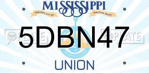 5DBN47 Mississippi License Plate