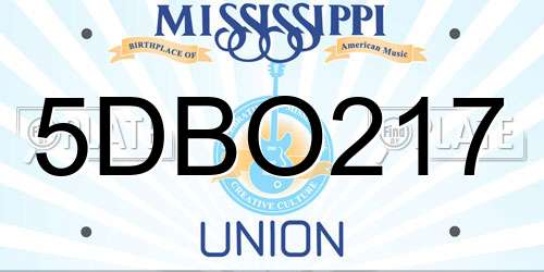 5DBO217 Mississippi License Plate