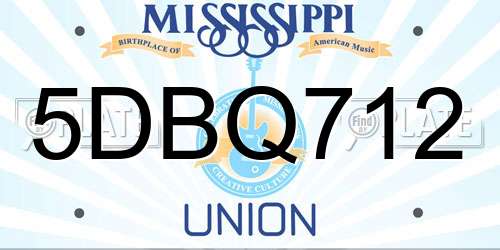 5DBQ712 Mississippi License Plate