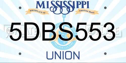 5DBS553 Mississippi License Plate